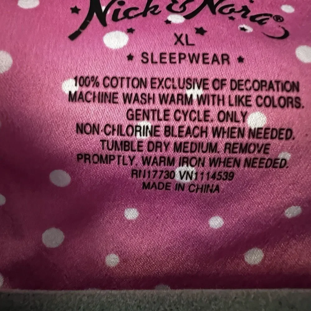 Nick And Nora Holiday Cheer Fun Christmas Cocktails Nightshirt Flannel‎ Size XL